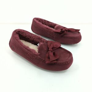 UGG Women 5 Ansley Bow Moccasins Wild Grape Purple Glimmer Wool Lined Suede NEW